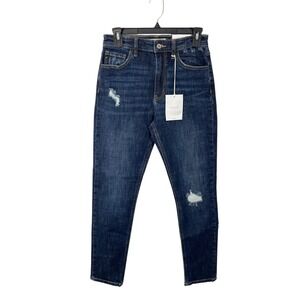 NWT KanCan USA High Rise Distressed Skinny Jeans Women's Size 3/25 Dark Wash‎